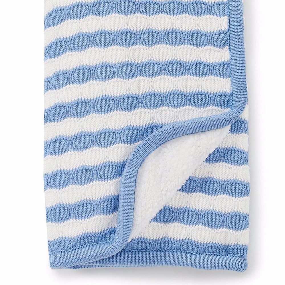Starting Out: Striped Chenille Blanket- Blue